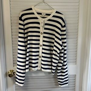 J.Crew Navy and white Striped Cardigan XL